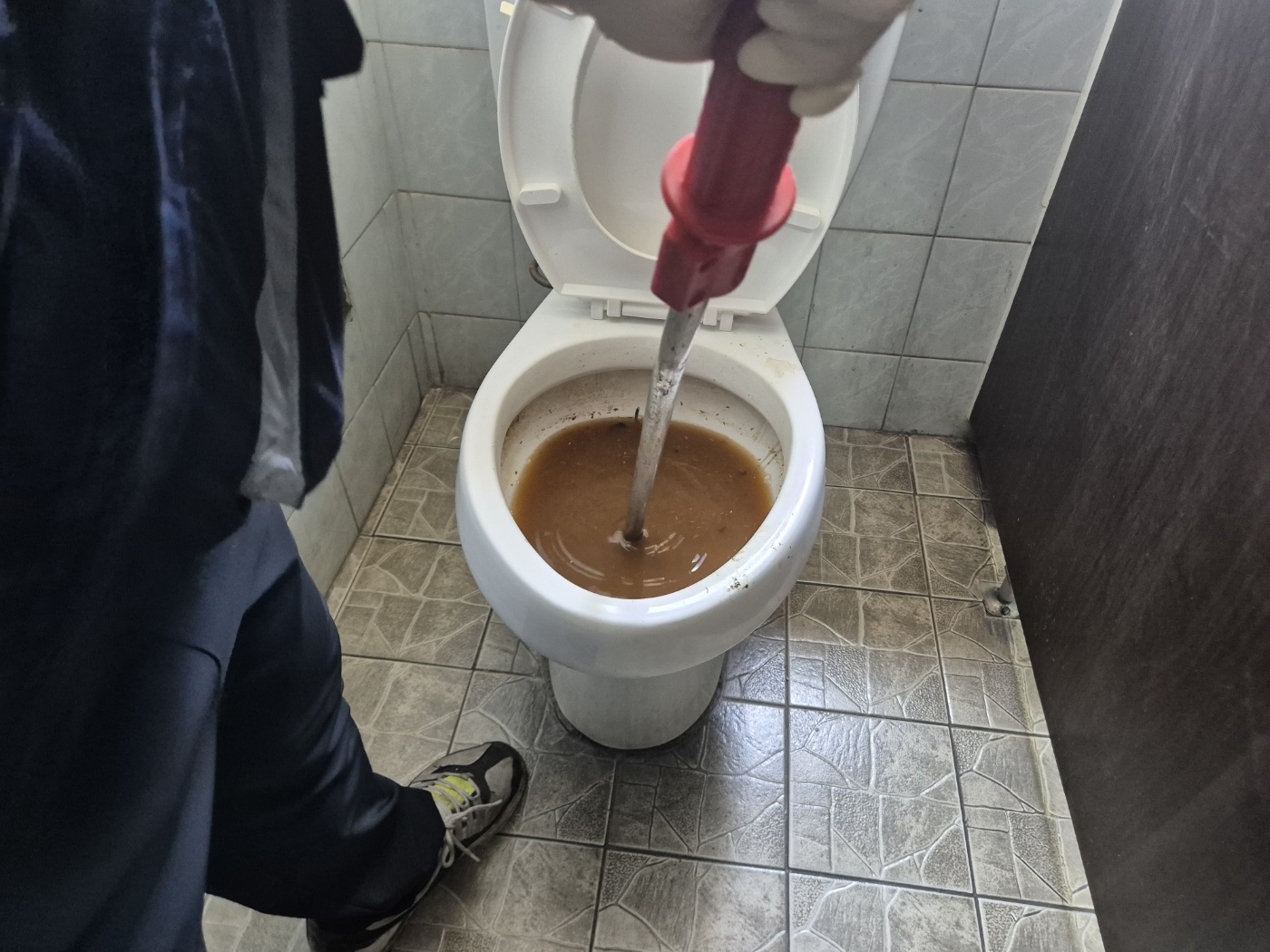 갇혀있던 오수가 올라온 변기 내부 사진